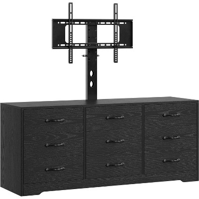 55in TV Stand with Mount for 32–85 Inch TVs, Media Console with 9 Drawers & Adjustable Height, Living Room Entertainment Center Furniture