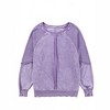 Women's Waffle Patchwork Raglan Sleeve Exposed Seam Sweatshirt - Shewin - 3 of 4