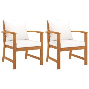 vidaXL Patio Chairs 2 pcs with Cream Cushion Solid Acacia Wood - 1 of 4