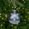 Northlight Snowflake Glass Christmas Ball Ornaments - 4" (100mm) - Gray and White - 6ct - 2 of 4