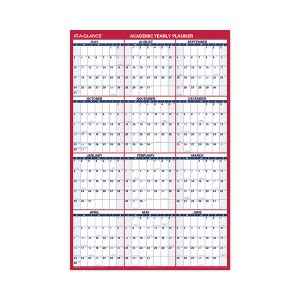 Academic Erasable Reversible Extra Large Wall Calendar, 48 x 32, White/Blue/Red, 12 Month (July to June): 2024 to 2025 - 1 of 4