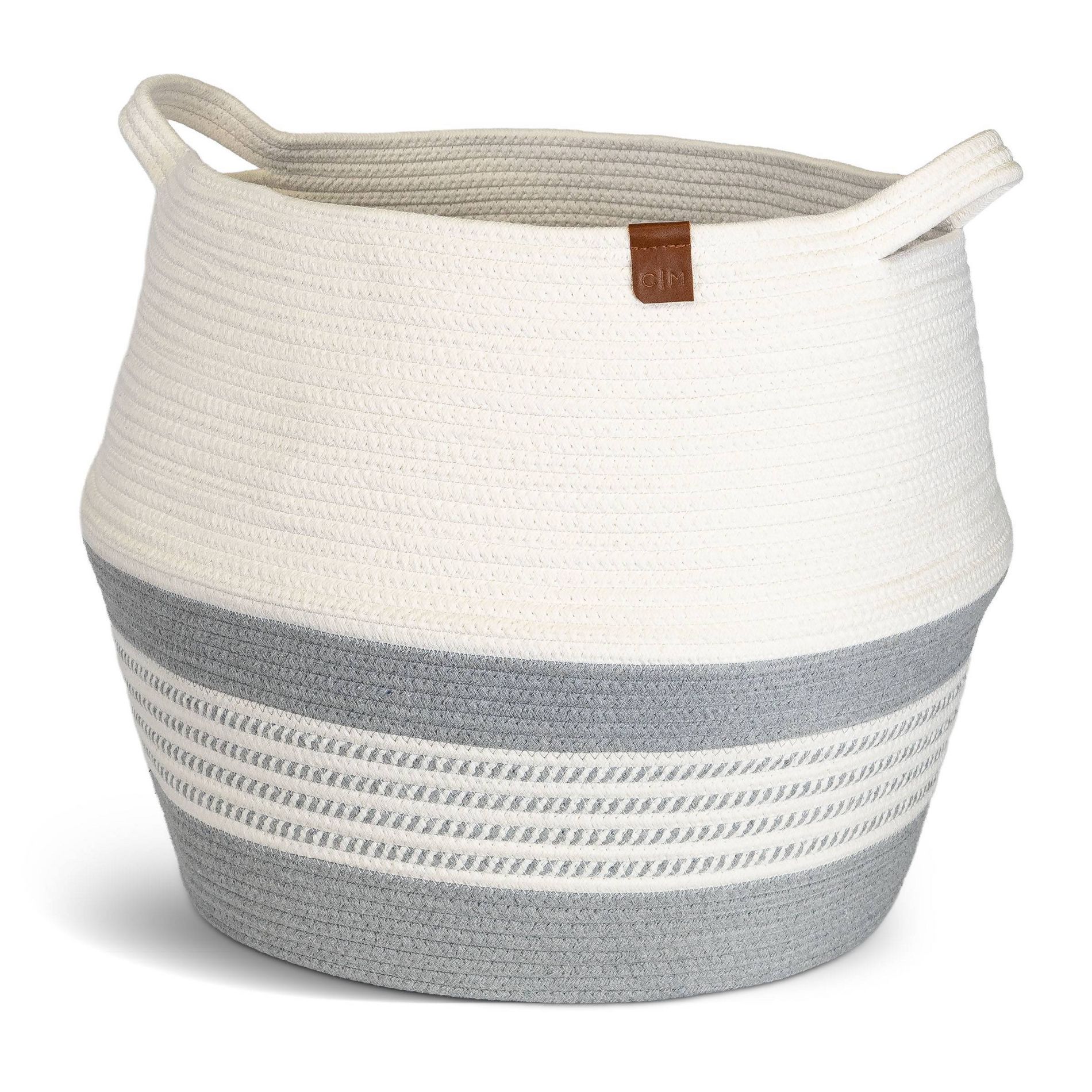 CleverMade XL Rope Belly Basket Stone Gray