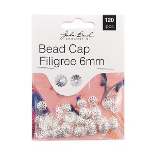 John Bead Must Have Findings Metal Silver 6mm Filigree Bead Caps for Jewelry Making Findings, 120 Pieces - 1 of 4