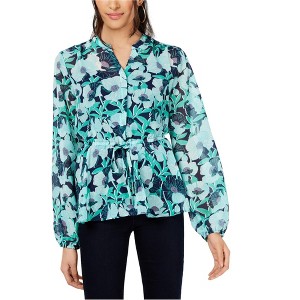 maison Jules Womens Tie Waist Floral Pullover Blouse - 1 of 1