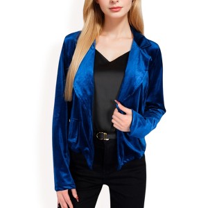 Anna-Kaci Women's Velvet Blazer with Single Button Closure - 1 of 4