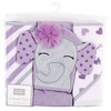 Hudson Baby Infant Girl Cotton Rich Hooded Towels, Purple Dots Pretty Elephant, One Size - 2 of 4