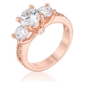 Slickblue Gorgeous 2.8 Ct. Three Stone Engagement Ring in Rose Gold Tone or Silvertone Options, Size 5-10 - 1 of 3