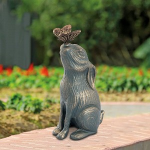 SPI Home Curiosity Bunny Metal Sculpture – Whimsical Bronze Garden Rabbit, 14" Tall Outdoor Decor Accent - 1 of 4