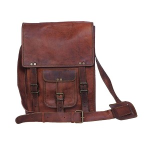 Generic Leather crossbody bag messenger satchel tablet bag 11 inches for men and women - 1 of 4