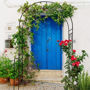 Metal Garden Arch W55" x H94.5" Garden Arbor Trellis Climbing Plants Support Rose Arch Outdoor Arch Black - 1 of 4