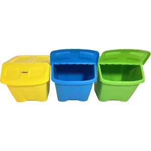 Redmon 10-Gal Stackable Shutter Bins, 3-Piece Recycling Storage Set, Multi-Color - 1 of 4