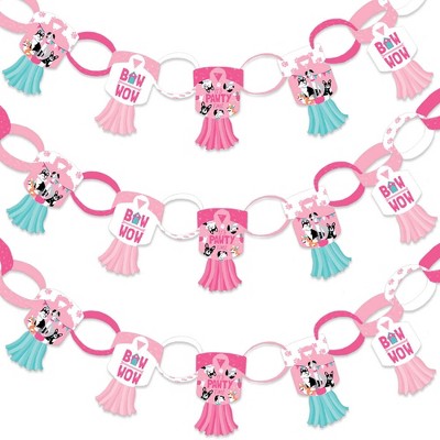 Big Dot of Happiness Pawty Like a Puppy Girl - 90 Chain Links & 30 Paper Tassels Decor Kit - Baby Shower Birthday Party Paper Chains Garland - 21 ft