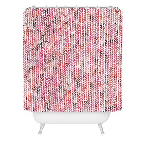 Ninola Design Knitting Texture Christmas Shower Curtain Red - Deny Designs - 1 of 3