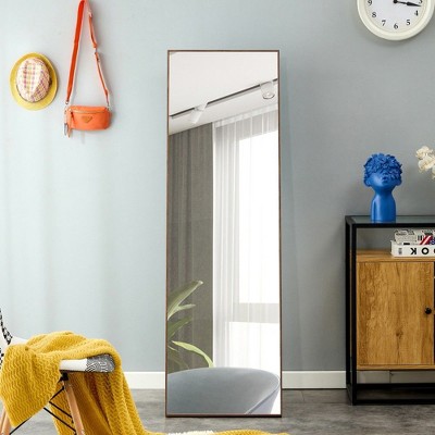 PAGED Rectangle Full Length Mirror,Leaning Floor Full Body Mirror with Solid Wood Frame,Suitable for Bedroom or Cloakroom