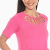 Women's Short Sleeve Criss-Cross Neck A-Line Dress - White Mark - 4 of 4
