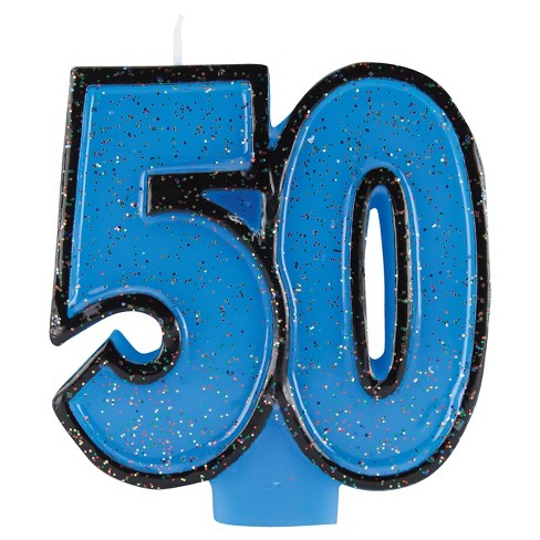 50th Birthday Glitter Candle Target