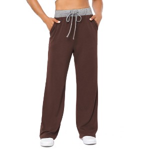 Women's Drawstring Wide - Leg Pants with Pockets, Casual Loose - Fit Trousers - 1 of 4
