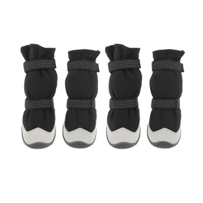 Unique Bargains Reflective Pet Footwear Dog Boots Black 4 Pcs