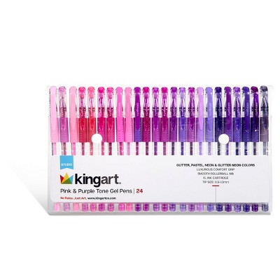 KINGART Gel Pens, Soft Grip, 24 Pink & Purple Tone Colors