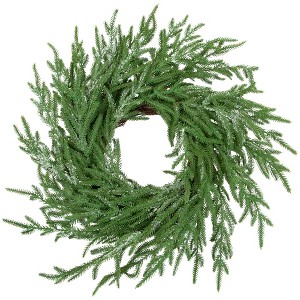 Northlight Frosted Norfolk Pine Artificial Christmas Wreath - 20" - Unlit - 1 of 4