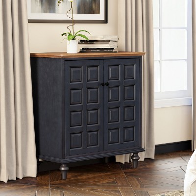 JIONJOY Vintage Plaid 3-Drawer Dresser – Rustic Wood Nightstand with Aluminum Handles for Bedroom, Living Room, or Hallway