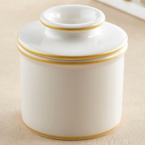 Butter Bell® Crock - Le Bistro French Café Ceramic Butter Keeper with Brushed Gold Trim, Limited Edition Butter Dish for Spreadable Butter - 1 of 4