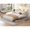 DOMETOUR Queen Platform Bed w/4 Drawers, Metal Frame, LED Lights, Charging Station, No Box Spring, Beige, Noise-Free, Easy Assembly - 3 of 4