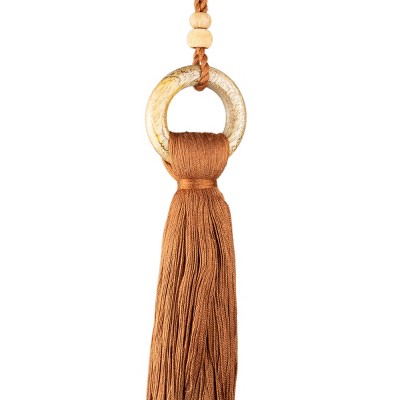 Hoop Top Orange Tassel Cotton & Wood - Foreside Home & Garden