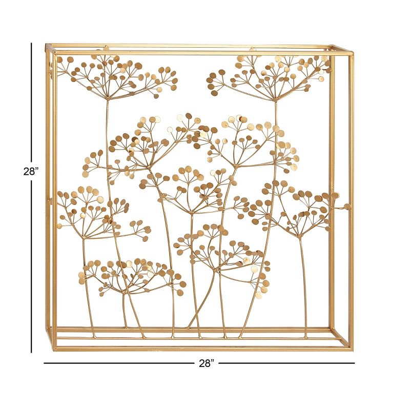 Metal Floral Wall Decor with Gold Frame Gold - Olivia &#38; May, 3 of 6