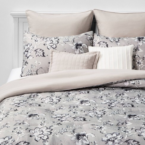 Queen Leah Floral 8pc Bed Set Neutral Target