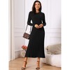INSPIRE CHIC Women's Crewneck Knit Long Sleeve Midi Ribbed A-Line Sweater Dress - 4 of 4