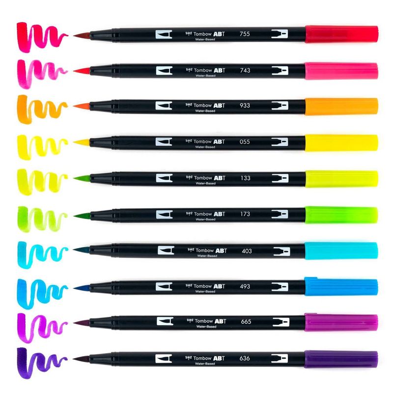 10pk Dual Brush Pen Art Markers Bright Palette - Tombow, 6 of 12