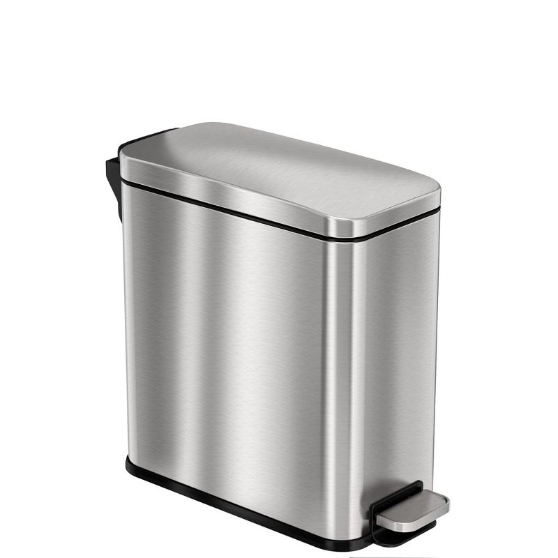 iTouchless SoftStep Step Pedal Bathroom Trash Can with AbsorbX Odor Filter 3 Gallon Silver Stainless Steel, 1 of 8
