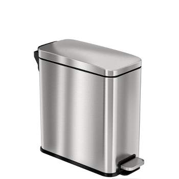 iTouchless SoftStep Step Pedal Bathroom Trash Can with AbsorbX Odor Filter 3 Gallon Silver Stainless Steel