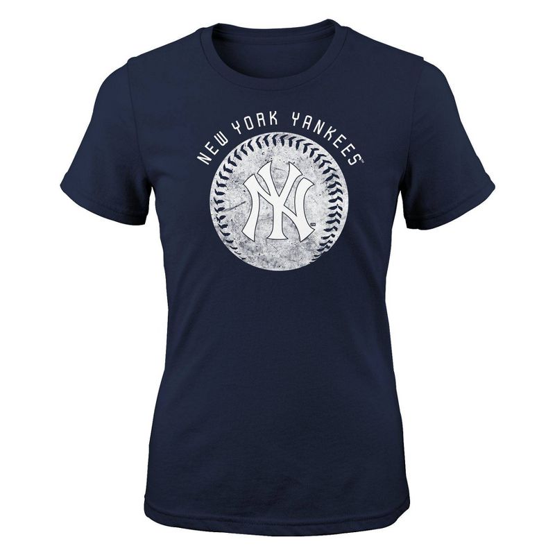 MLB New York Yankees Girls&#39; Crew Neck T-Shirt, 1 of 2