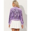 INSPIRE CHIC Women's Sequin Long Sleeve Glitter Shiny Party Bomber Jacket - 4 of 4