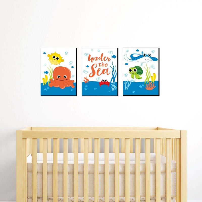 Big Dot of Happiness Under the Sea Critters - Nursery Wall Art and Kids Room Decorations - Christmas Gift Ideas - 7.5 x 10 inches - Set of 3 Prints, 2 of 8