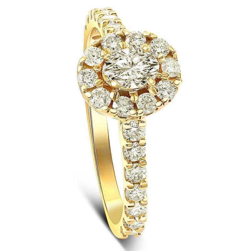 Pompeii3 1Ct Natural Oval Diamond Halo Engagement Ring in 10k Yellow Gold, 2 of 6