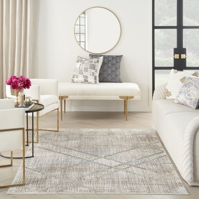 Gray Abstract Synthetic Rectangular 4' x 6' Area Rug