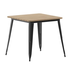 Merrick Lane Indoor/Outdoor Dining Table, 31.5" Square All Weather Poly Resin Top with Steel Base - 1 of 4