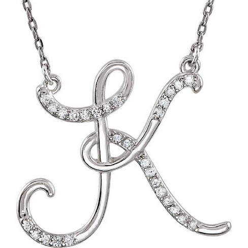 14K Solid Gold Initial Lock Necklace with Diamonds