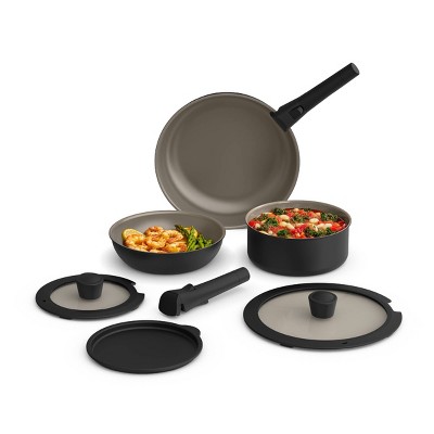 bella Housewares 8pc Store More Ceramic Nonstick Cookware Set with Removable Handles