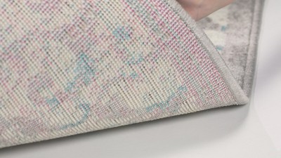 Skyler Ivory and Pink Floral Synthetic Area Rug 4' x 6'