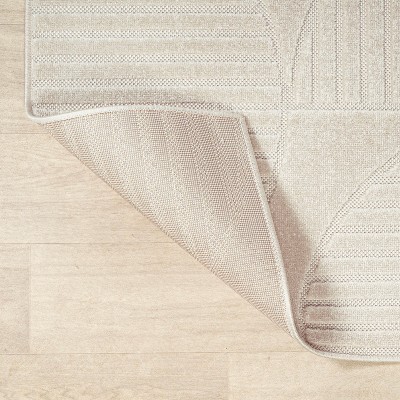 Ivory Geometric High-Low Rectangular Area Rug 3' x 5'