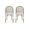 Coolbibila Outdoor PE Rattan Patio Dining Chairs Set Of 2,Aluminum French Bistro Chair With Bamboo Print Finish,Patio Garden Armless Chair - 3 of 4