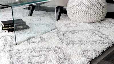 Reversible Easy-Care Shag Rectangle Rug in Lush Blue, 6'7" x 9'