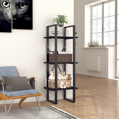 vidaXL 3-Tier Book Cabinet Black 15.7 in.x11.8 in.x41.3 in. Engineered Wood