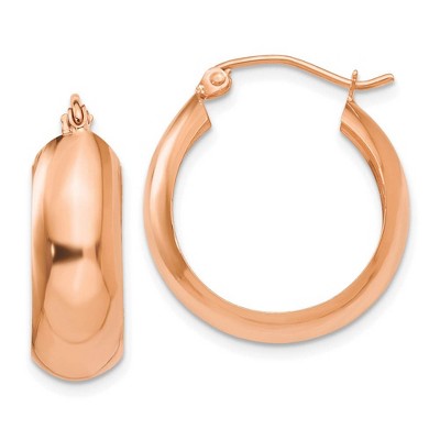 Black Bow Jewelry 7mm x 21mm 14k Rose Gold Half Round Open Back Hoop Earrings