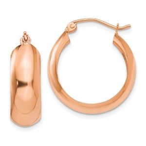 Black Bow Jewelry 7mm x 21mm 14k Rose Gold Half Round Open Back Hoop Earrings - 1 of 4