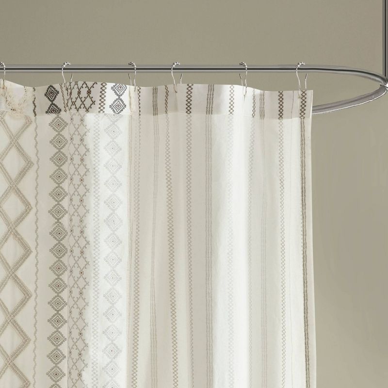72"x72" Imani Chenille Striped Cotton Printed Shower Curtain, 3 of 7
